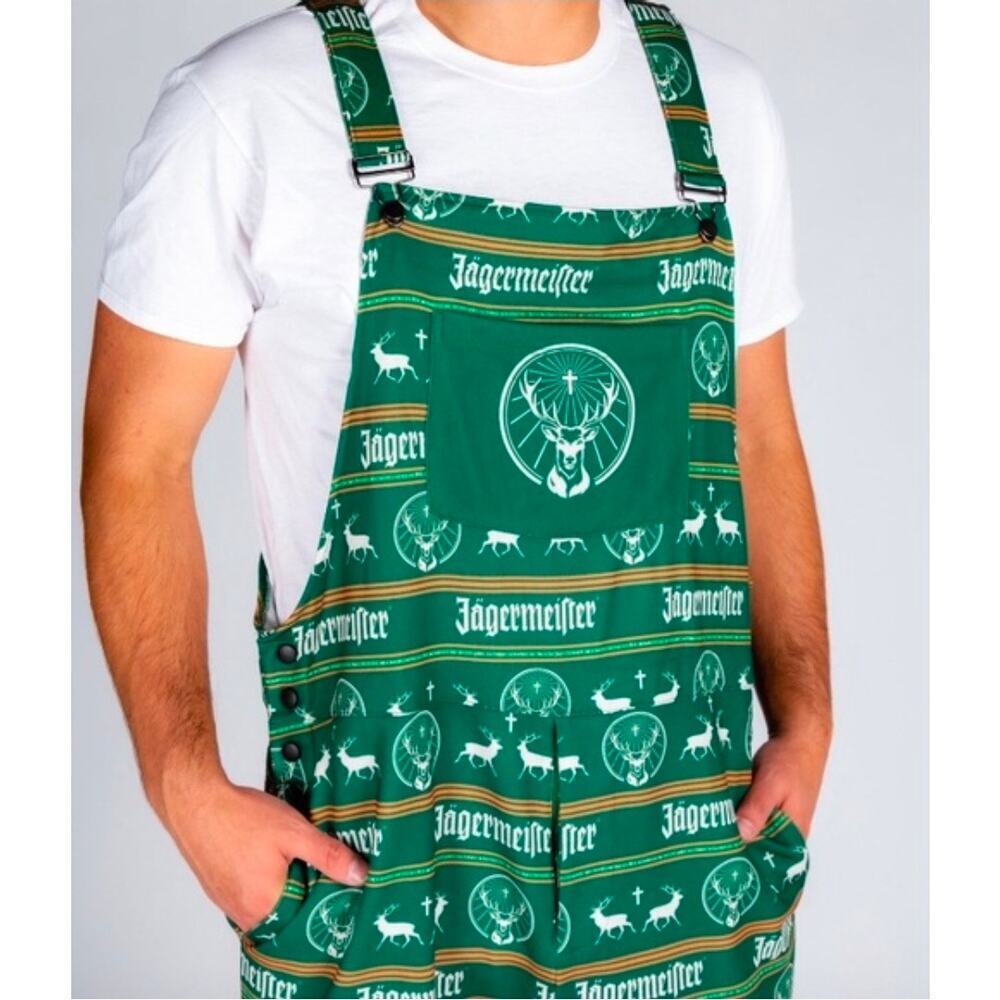 Shinesty Pajamaralls Jagermeister green men's Size Medium Festive party costume